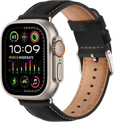 Miniatura 18 de SUNFWR Correas de cuero compatibles con Apple Watch de 1.61, 1.57, 1.5 pulgadas para hombres y mujeres, correa de repuesto de cuero genuino de grano