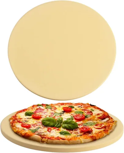 Miniatura 10 de homEdge Juego de Piedra para Pizza, Piedra de Hornear Redonda de Cordierita Resistente para Pan, Pizza, Piedra de Cocina Resistente a los Golpes
