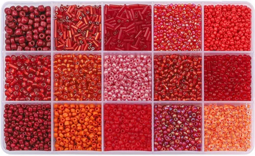 Miniatura 2 de Mezcla de cuentas de tubo de semillas de vidrio de 15 colores, kit suelto para hacer joyas, manualidades (mezcla de 15 colores, negro)