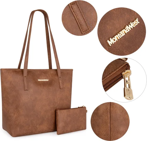 Miniatura 4 de Montana West - Bolsas de mano grandes de cuero para mujer con asa superior para usar en la mano o colgada del hombro bandolera