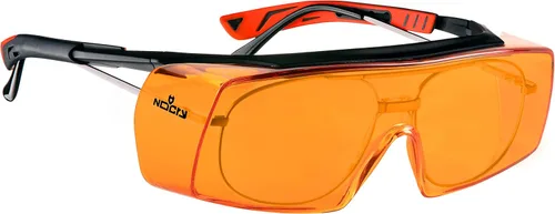Miniatura 2 de NoCry Gafas de seguridad con bloqueo de luz azul con lentes anaranjadas antivaho resistentes a los arañazos; ANSI Z87.1 y gafas de seguridad