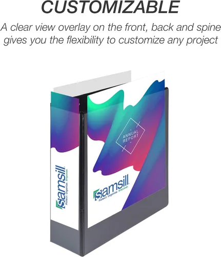 Miniatura 32 de Samsill - Carpeta duradera de 5 pulgadas, fabricada en los Estados Unidos, con anillos en D, transparente y personalizable, color blanco