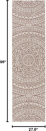 Miniatura 2 de SAFAVIEH Alfombra lavable para exteriores, colección Courtyard - Pasillo de 2.3 x 8 pies, color beige claro y marrón claro, no desprende pelusa