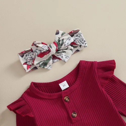 Miniatura 4 de Kuriozud Conjunto de pantalones acampanados para bebé recién nacida, con volantes, lindo conjunto de pantalones acampanados con diadema y ramitas