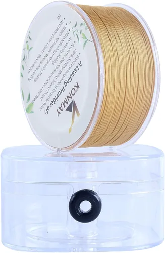 Miniatura 20 de KONMAY - Hilo de nylon negro de 0.6mm con estuche para pulseras, cordón de nailon satinado trenzado de 190 yardas para hacer joyería, encordar