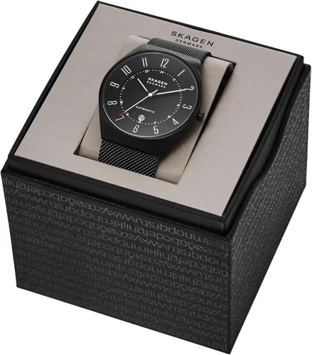 Miniatura 7 de Skagen Mens Grenen Three-Hand Date Watch with Steel Mesh or Leather Band