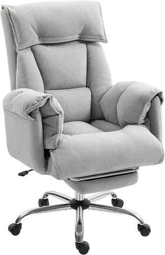 Miniatura 10 de HOMCOM Silla de oficina ejecutiva cómoda con reposapiés, silla giratoria reclinable de escritorio para computadora con respaldo alto plegable, cojín