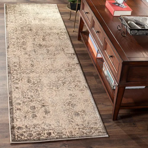 SAFAVIEH Brilliance Collection BRL502G BRL502G - Alfombra de pasillo oriental vintage de 2 pies 2 pulgadas x 8 pies, color crema/gris