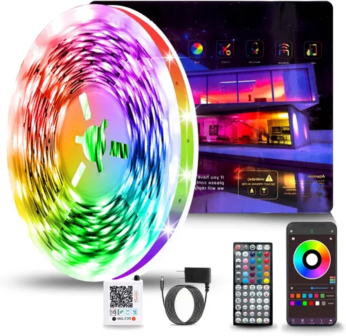 Miniatura 8 de NBBUFF - Luces LED para dormitorio de 300 pies (2 rollos de 150 pies), tira de luces LED RGB con sincronización de música y cambio de color, control