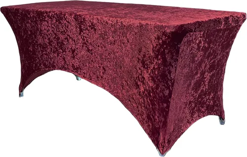 Miniatura 10 de YOUR CHAIR COVERS - Mantel rectangular de terciopelo ajustable de elastano de 6 pies, para patio, mantel elástico, color dorado