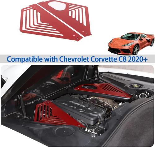 Miniatura 8 de Cubierta de panel de bahía de motor compatible con Chevrolet Corvette C8 Stingray 2020-2024, compartimento de aluminio para motor izquierdo derecho