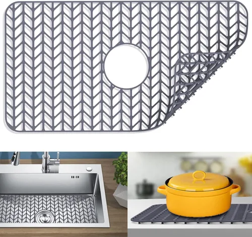 Miniatura 11 de Protectores de fregadero para fregadero de cocina de 12, 13, 16, 18, 19, 24, 26, 28, 29, 30 pulgadas, alfombrilla de silicona para fregadero