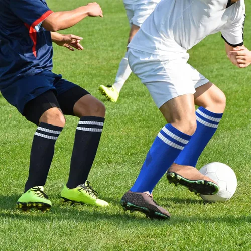 Miniatura 7 de Ultrafun 6 pares de calcetines de fútbol de compresión de color elástico hasta la rodilla, calcetines atléticos de fútbol para hombres, mujeres