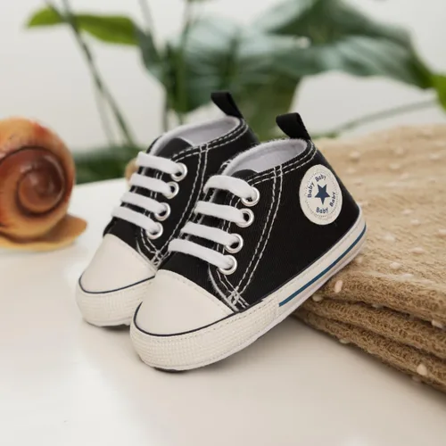 Miniatura 4 de Meckior - Zapatos deportivos de lona para bebé, con suela suave y caña alta, para sus primeros pasos y estar en la cuna