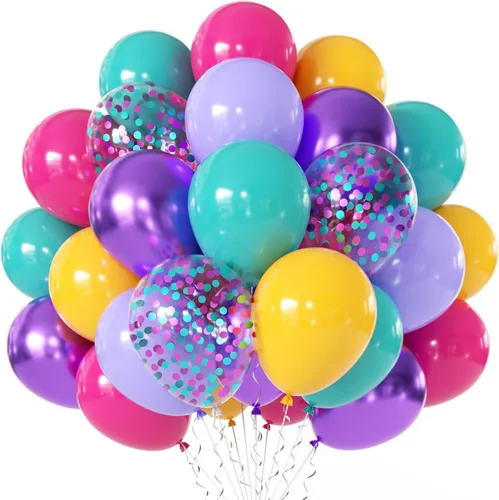 Miniatura 12 de Globos de látex de confeti negro y dorado, 50 piezas de 12 pulgadas, globos dorados metálicos y negros para decoraciones de fiesta de cumpleaños
