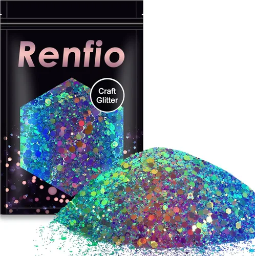 Miniatura 10 de Renfio Chameleon Purpurina Gruesa con Brillo, Juego de Purpurina de Resina de 16 Colores que Cambian de Color, Cada uno 10g/0.35oz, Copos