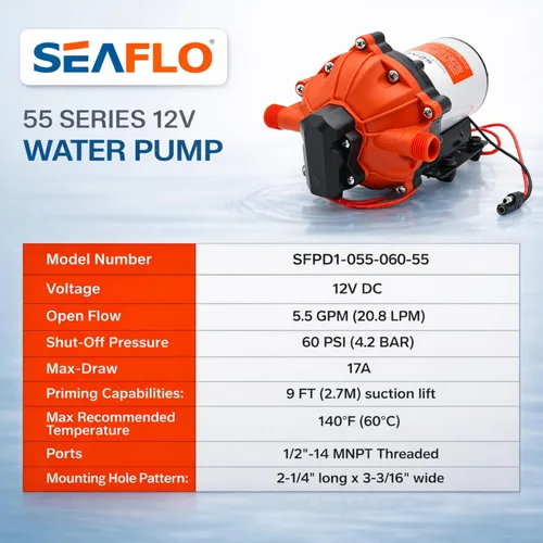 Miniatura 12 de SEAFLO bomba de agua de diafragma de alta presión, 12V, 5.5 GPM, 60 PSI