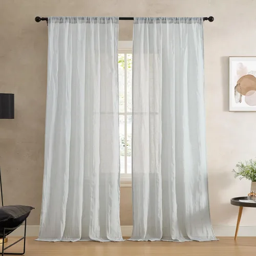 Miniatura 11 de French Connection - Cortina para ventana, juego de 2 paneles, semitransparente, decoración moderna del hogar, cortinas para sala de estar, comedor