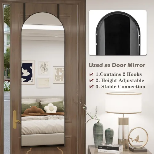 Miniatura 7 de Espejo de puerta, espejo arqueado de cuerpo completo sobre la puerta, 14 x 48 pulgadas, espejos colgantes o de pared, espejos de cuerpo completo