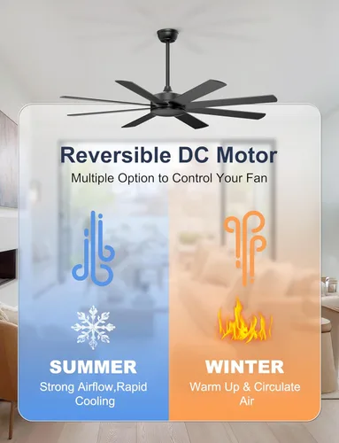Miniatura 7 de Ventiladores de techo de 60 pulgadas sin luces, ventilador de techo negro moderno, control remoto/aplicación, ventilador de techo silencioso