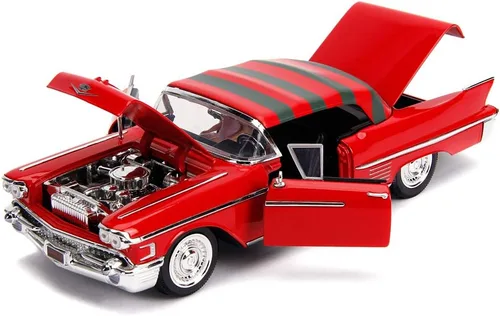 Miniatura 5 de Jada Juguetes Escala 1:24 1958 Cadillac Series 62 Modelo Vehículos fundidos a presión con figura de Freddy Krueger