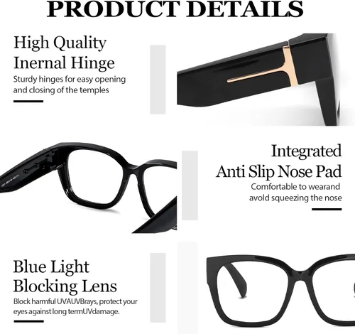 Miniatura 4 de LVIOE Lentes con filtro de luz azul para mujeres y hombres, anteojos de bloqueo de luz azul de gran tamaño para llevar sobre anteojos LB7511