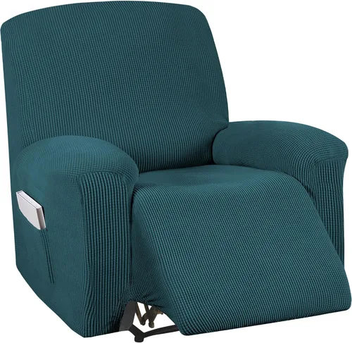 Miniatura 75 de Turquoize Funda elástica para silla reclinable, funda para sofá reclinable, funda de sofá de 1 pieza con bolsillo lateral, funda protectora