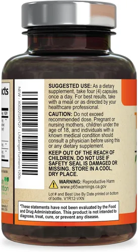 Miniatura 8 de Suplemento de curcumina de cúrcuma – 2200 mg de complejo de curcumina por porción – 95% curcuminoides, jengibre orgánico y pimienta negra BioPerine