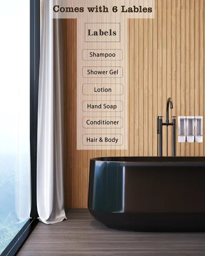 Miniatura 7 de RANKADO Dispensador de jabón de ducha de lujo para baño con bandeja, dispensador de champú y acondicionador sin taladros con cintas de montaje