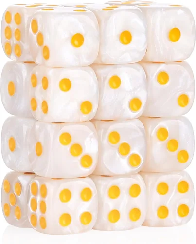 Miniatura 33 de 36 de paquete de dados de 12 mm de 6 caras MINI, juego de dados de patrón de perla, dados estándar de 6 caras para Yahtzee, Bunco o enseñanza
