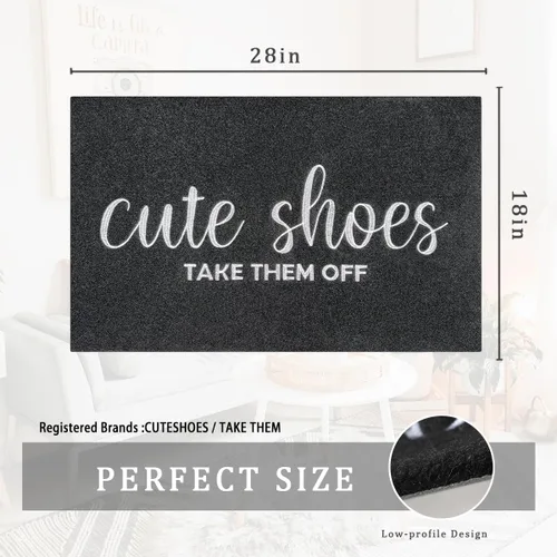 Miniatura 3 de Tapete de Bienvenida para Entrada Exterior Lindos Zapatos Quítatelos Tapetes para Puerta Principal con Respaldo de Goma Tapete para Puerta Todo