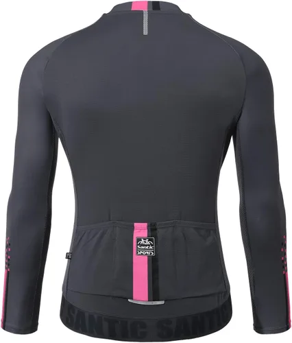Miniatura 65 de Santic - Camiseta de ciclismo para hombre, manga larga, reflejante, cremallera completa, con bolsillos