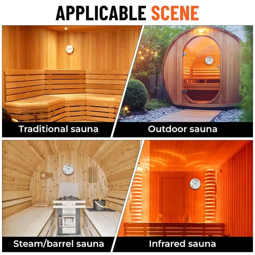 Miniatura 3 de Golden Wave Termómetro e higrómetro de sauna 2 en 1 – Fahrenheit (70-250°F) para salas de infrarrojos/vapor, sin baterías, montaje en pared