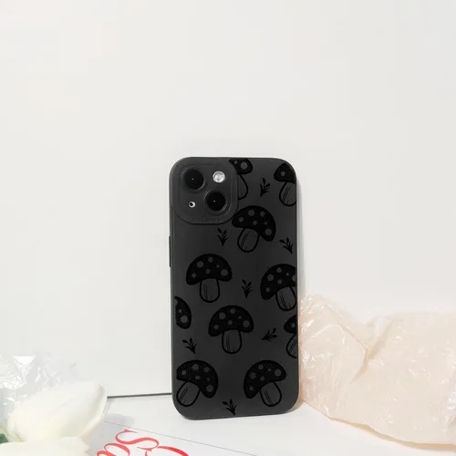 Miniatura 6 de Lovmooful Funda compatible con iPhone 13, bonito diseño de hongos negros para niñas y mujeres, TPU suave a prueba de golpes, protector femenino