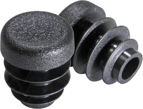 Miniatura 13 de Prescott Plastics 2” (50.8mm) de diámetro exterior, tapas de agujero de plástico acanaladas redondas, tapas de extremo de tubo metálico negro