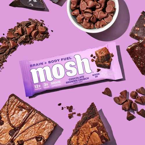 Miniatura 6 de MOSH Barras de proteína Keto de brownie de chocolate, altas en fibra, bajas en carbohidratos, sin gluten, altas en proteínas, aperitivo saludable