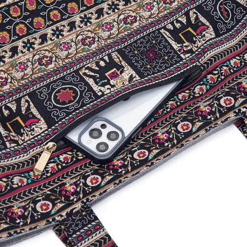 Miniatura 7 de OPQRSTU Bolso de mano hippie para mujer, bolso bohemio de gran capacidad, bolsos de hombro para turistas portátiles