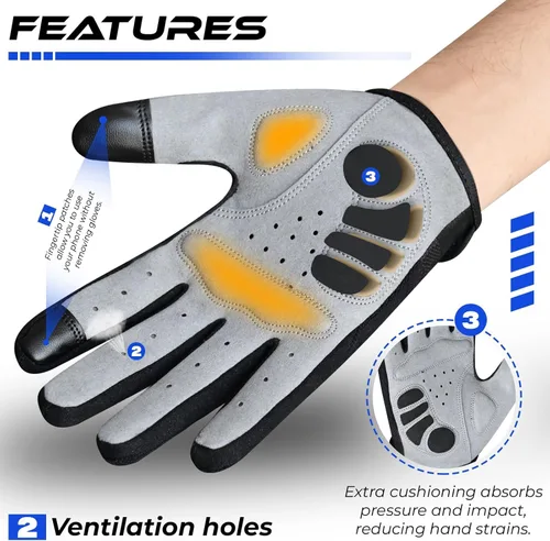 Miniatura 2 de WESTWOOD FOX Guantes de ciclismo para hombre, guantes de BMX de dedo completo y bicicleta de montaña con pantalla táctil, MTB, agarres
