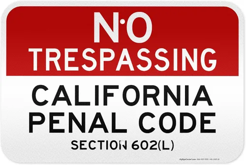 Miniatura 14 de No Trespassing California Penal Code Section 602 (L), 7 x 10 pulgadas, aluminio 040 libre de óxido, resistente a la decoloración, fabricado