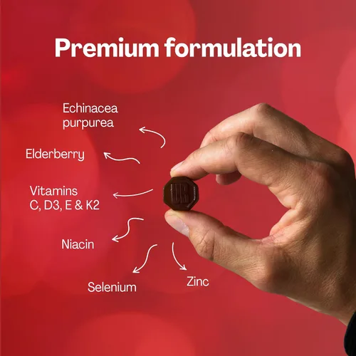 Miniatura 7 de URVI® Gomitas de apoyo inmunológico – Sambucus negro saúco, equinácea, vitamina C, D3 K2, E, niacina, zinc y selenio – Multivitamínico