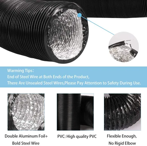 Miniatura 3 de Omont Manguera de ventilación para secadora de 4 pulgadas, 10 pies, tubo de conducto de aire flexible con aislamiento de aluminio, kit de manguera