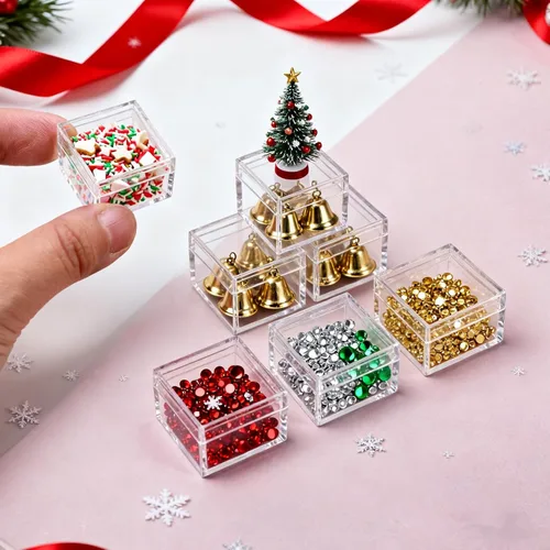 Miniatura 8 de KissYou Caja Pequeña de Acrílico con Tapa Cajas de Caramelo Transparentes para Exhibición Decoración de Fiesta Cubo Cuadrado de Plástico