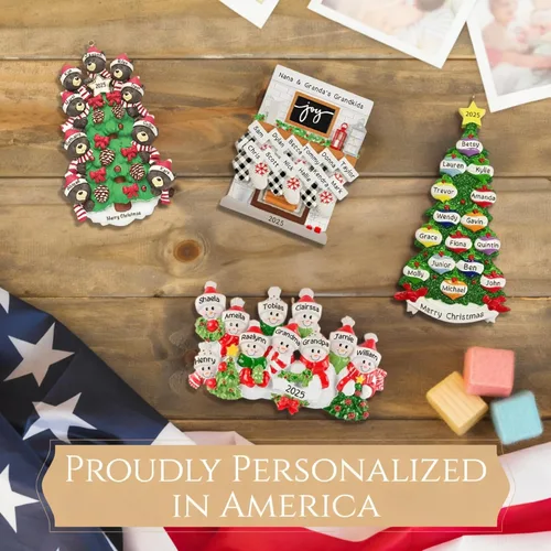 Miniatura 6 de Adorno personalizado para familia de 10 personas 2025 Personalización gratuita en 24 horas Adornos navideños de muñeco de nieve grabados