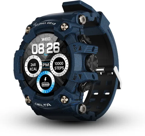 ALPHAGEAR Delta - Reloj inteligente para hombre, táctico y resistente, IP69K resistente al agua y al polvo, batería de 21 días de 380 mAh, llamadas