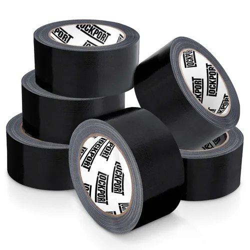 Lockport Cinta Adhesiva para Conductos de Servicio Pesado Resistente al Agua, 20 Yardas x 2 Pulgadas, Rollo Adhesivo Fuerte para Reparación en Negro