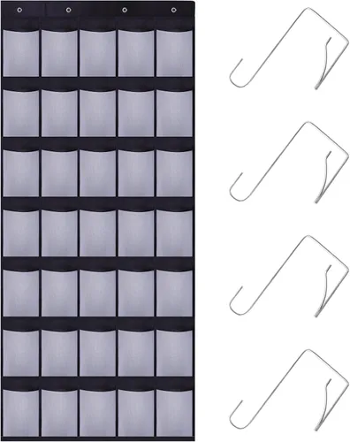 Miniatura 10 de Organizador de zapatos con 35 bolsillos grandes para puerta, estante porta zapatos con bolsillos de malla, organizador de zapatos colgante de gran