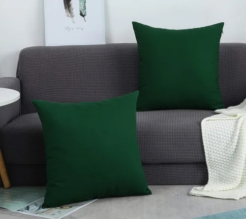 Miniatura 2 de TangDepot - Funda de almohada hecha a mano 100% lona de algodón, Algodón, Verde Oscuro