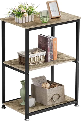 Miniatura 11 de VECELO Tall End Side Table,30" Height Nightstand with 3-Tier Storage Shelf for Living Room Bedroom Office Hallway Study