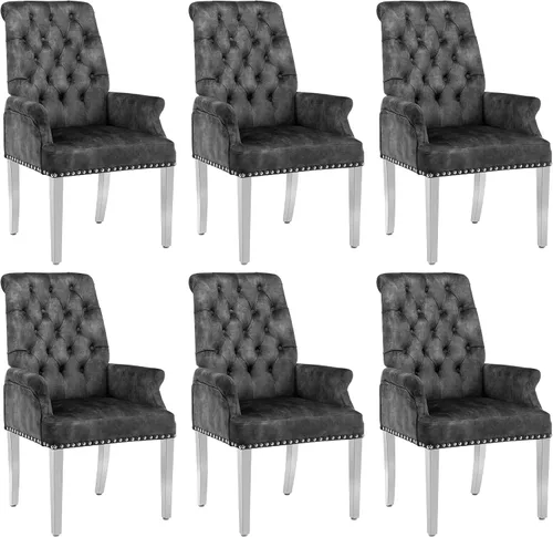 Miniatura 29 de LOULENS Lujosas sillas de comedor de terciopelo, sillas de comedor modernas tapizadas con capitoné, sillas de comedor con reposabrazos y patas