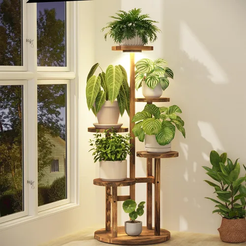 Miniatura 7 de iDavosic.ly Soporte para plantas de 3 niveles para interiores, estante de metal de esquina escalonada para múltiples flores, estante alto